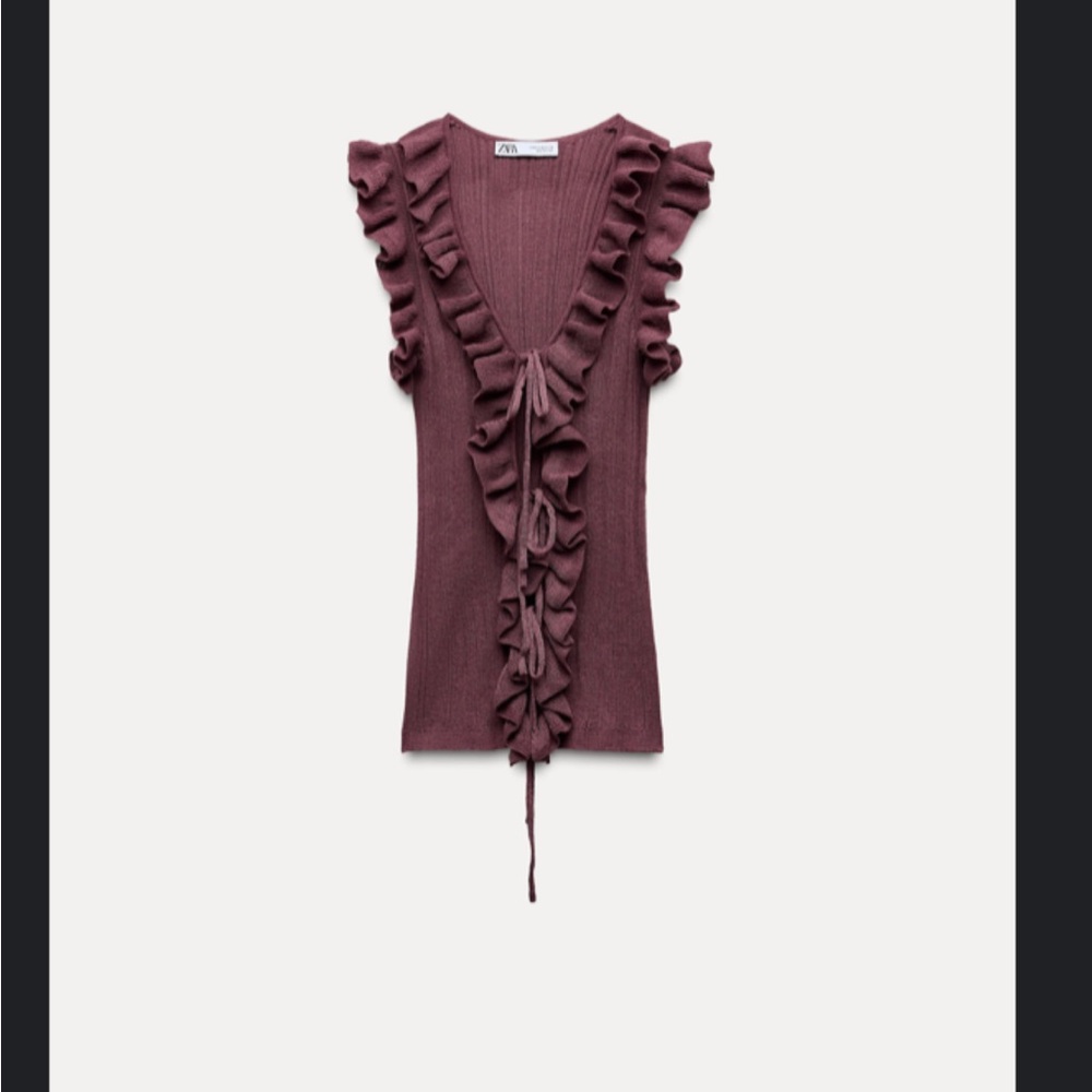 Zara Ruffled bow knit top - Picture 4 of 6